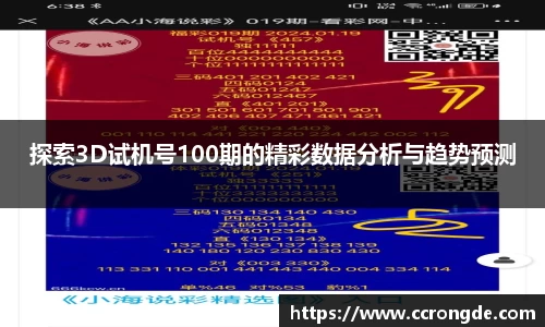 探索3D试机号100期的精彩数据分析与趋势预测